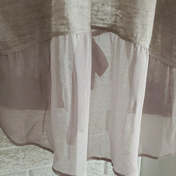 La Fee Maraboutee Women's Chic Beige Linen Blend Lace Detail Cardigan Size S - Picture 6 of 12